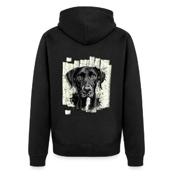 Schwarze Deutsche Dogge Hund - Unisex Premium Bio Zip Hoodie - Schwarz - Hinten - Nico (187cm)