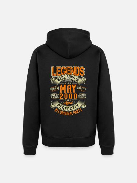 2000 May Birthday Legend - Unisex Premium Organic Zip Hoodie - black