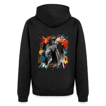 Horse - Unisex Premium Organic Zip Hoodie - black - Back - Nico (187cm)
