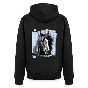 Horse - Unisex Premium Organic Zip Hoodie - black - Back - Nico (187cm)