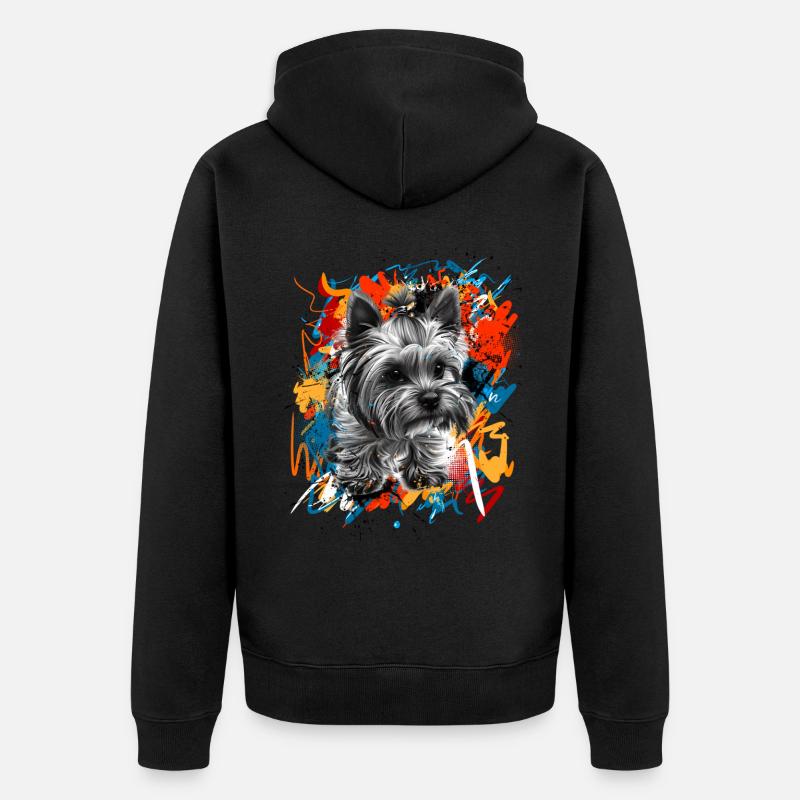 Yorkshire Terrier - Veste à capuche bio Premium Unisexe - noir