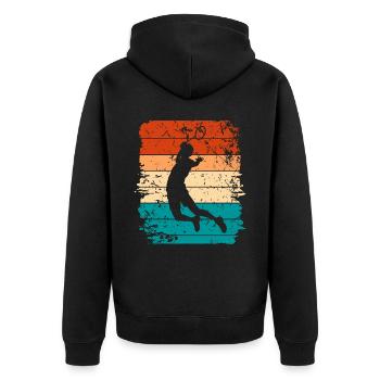 Badminton - Unisex Premium Bio Zip Hoodie - Schwarz - Hinten - Nico (187cm)
