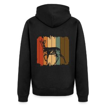 Reh - Unisex Premium Bio Zip Hoodie - Schwarz - Hinten - Nico (187cm)