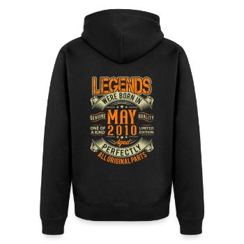 2010 Mai Geburtstag Legende - Unisex Premium Bio Zip Hoodie - Schwarz - Hinten - Nico (187cm)
