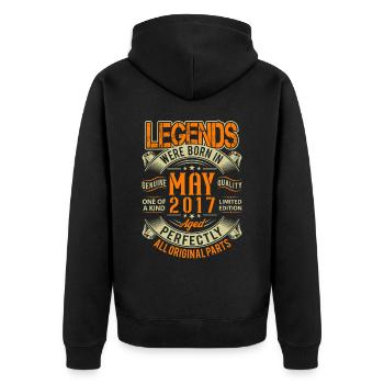 2017 Mai Geburtstag Legende - Unisex Premium Bio Zip Hoodie - Schwarz - Hinten - Nico (187cm)