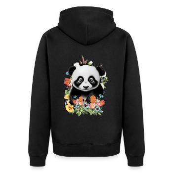 Panda - Unisex Premium Organic Zip Hoodie - black - Back - Nico (187cm)