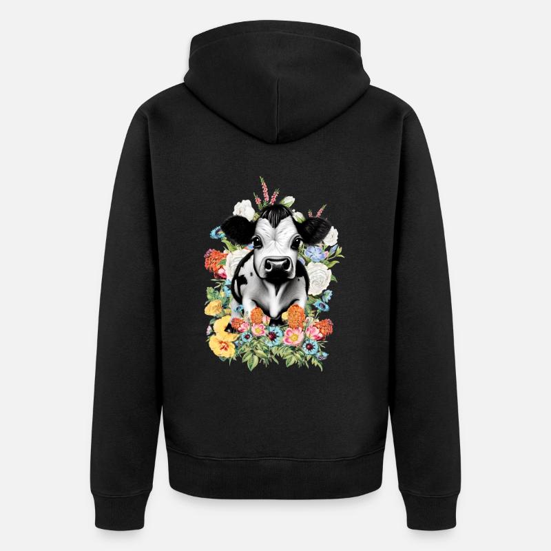 Fleurs de vache - Veste à capuche bio Premium Unisexe - noir