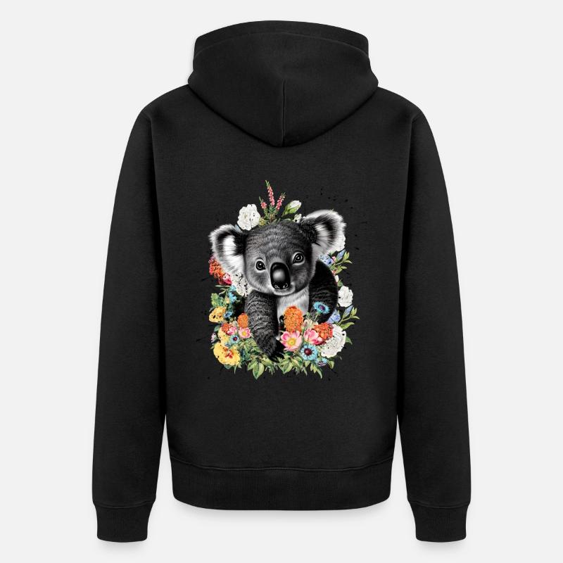 Fleurs de koala - Veste à capuche bio Premium Unisexe - noir