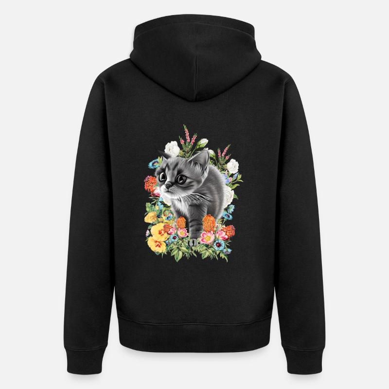 Fleurs de chat - Veste à capuche bio Premium Unisexe - noir