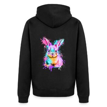 Rabbit Rabbit Colorful - Unisex Premium Organic Zip Hoodie - black - Back - Nico (187cm)