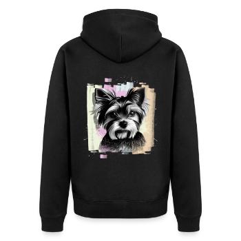 Yorkshire Terrier - Unisex Premium Organic Zip Hoodie - black - Back - Nico (187cm)