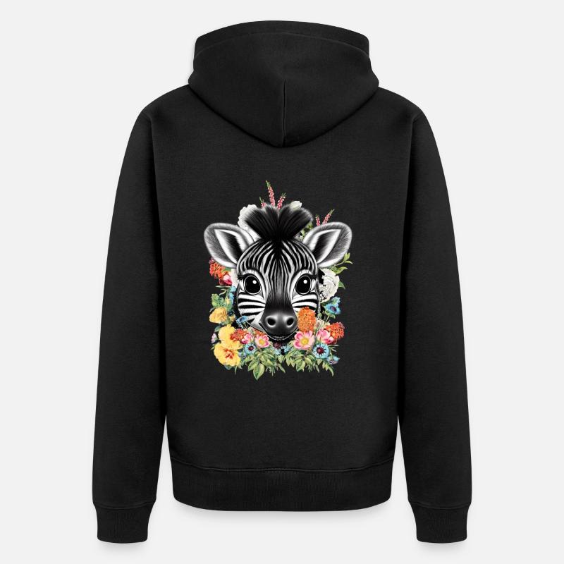 Fleurs de zèbre - Veste à capuche bio Premium Unisexe - noir