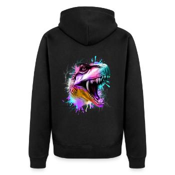 T Rex Bunt - Unisex Premium Organic Zip Hoodie - black - Back - Nico (187cm)