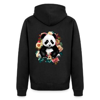 Fleurs de panda - Veste à capuche bio Premium Unisexe - noir - Dos - Nico (187cm)