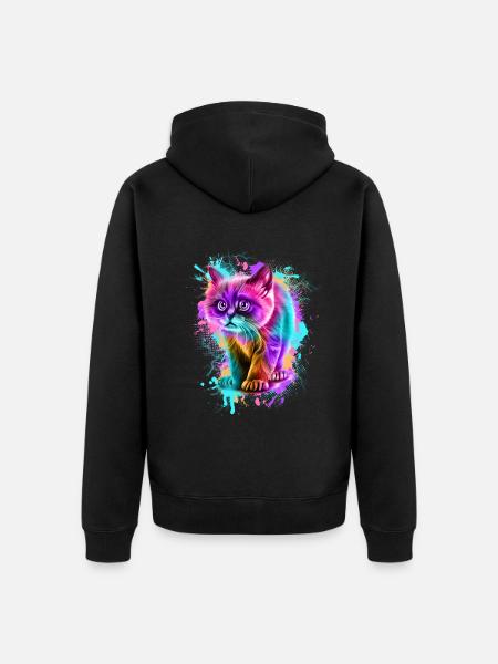 Katze Bunt - Unisex Premium Bio Zip Hoodie - Schwarz