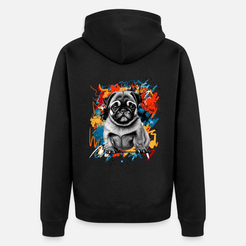 Mops - Unisex Premium Bio Zip Hoodie - Schwarz