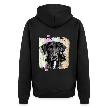 Schwarze Deutsche Dogge Hund - Unisex Premium Bio Zip Hoodie - Schwarz - Hinten - Nico (187cm)