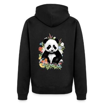 Fleurs de panda - Veste à capuche bio Premium Unisexe - noir - Dos - Nico (187cm)