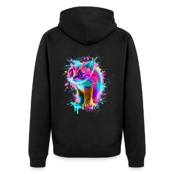 Katze Bunt - Unisex Premium Bio Zip Hoodie - Schwarz - Hinten - Nico (187cm)