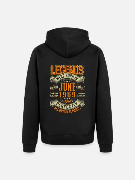 1959 June Birthday Legend - Unisex Premium Organic Zip Hoodie - black