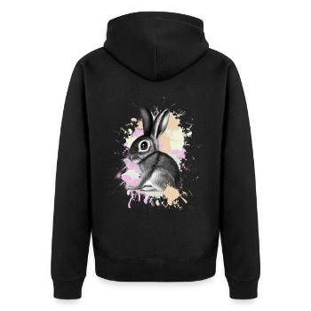 Hase Kaninchen - Unisex Premium Bio Zip Hoodie - Schwarz - Hinten - Nico (187cm)