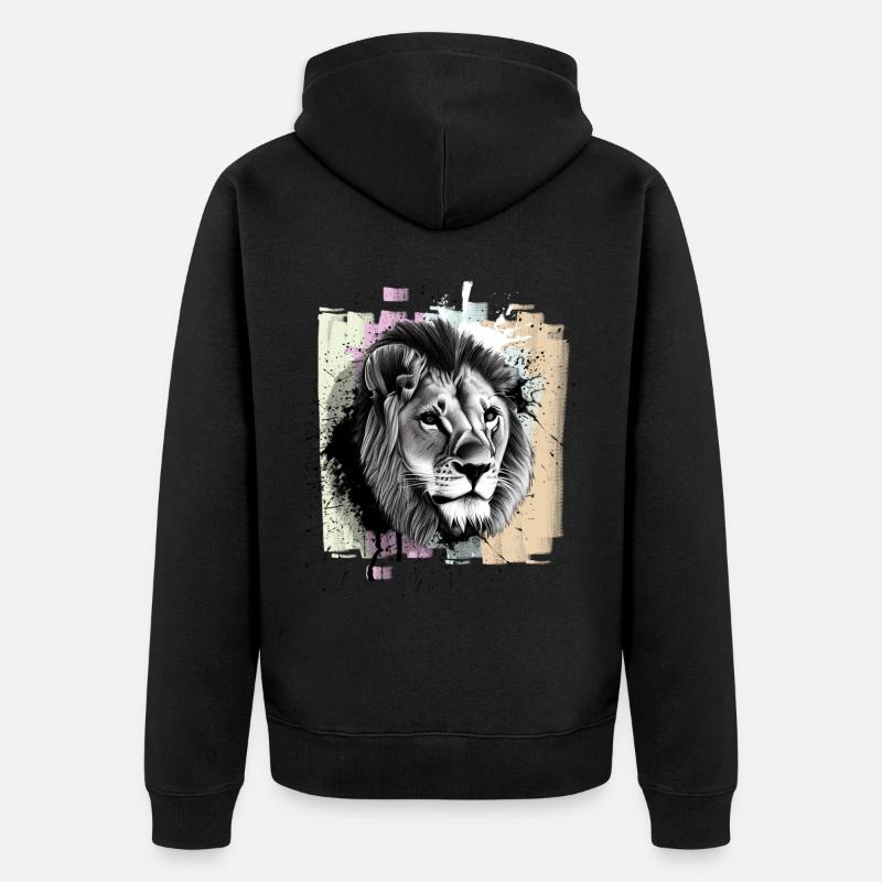 Löwe - Unisex Premium Bio Zip Hoodie - Schwarz