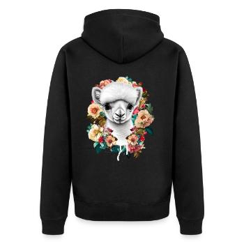 Alpaka - Unisex Premium Bio Zip Hoodie - Schwarz - Hinten - Nico (187cm)