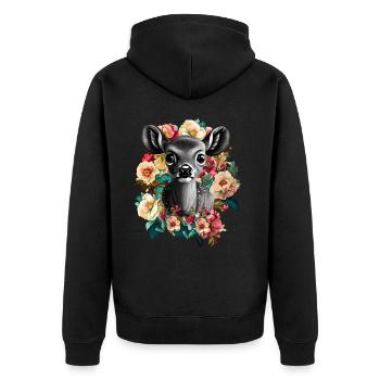 Roe deer - Unisex Premium Organic Zip Hoodie - black - Back - Nico (187cm)