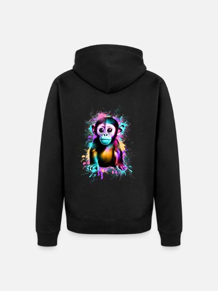 Monkey - Unisex Premium Organic Zip Hoodie - black