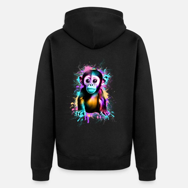 Affe - Unisex Premium Bio Zip Hoodie - Schwarz