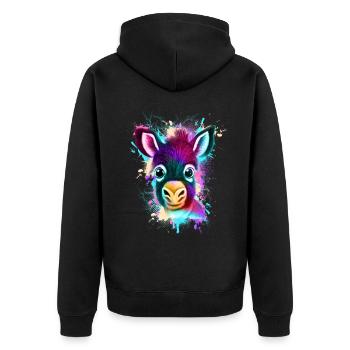 Esel - Unisex Premium Bio Zip Hoodie - Schwarz - Hinten - Nico (187cm)