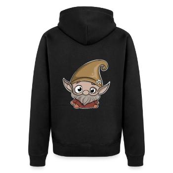 Gnome Dwarf Gnome - Unisex Premium Organic Zip Hoodie - black - Back - Nico (187cm)