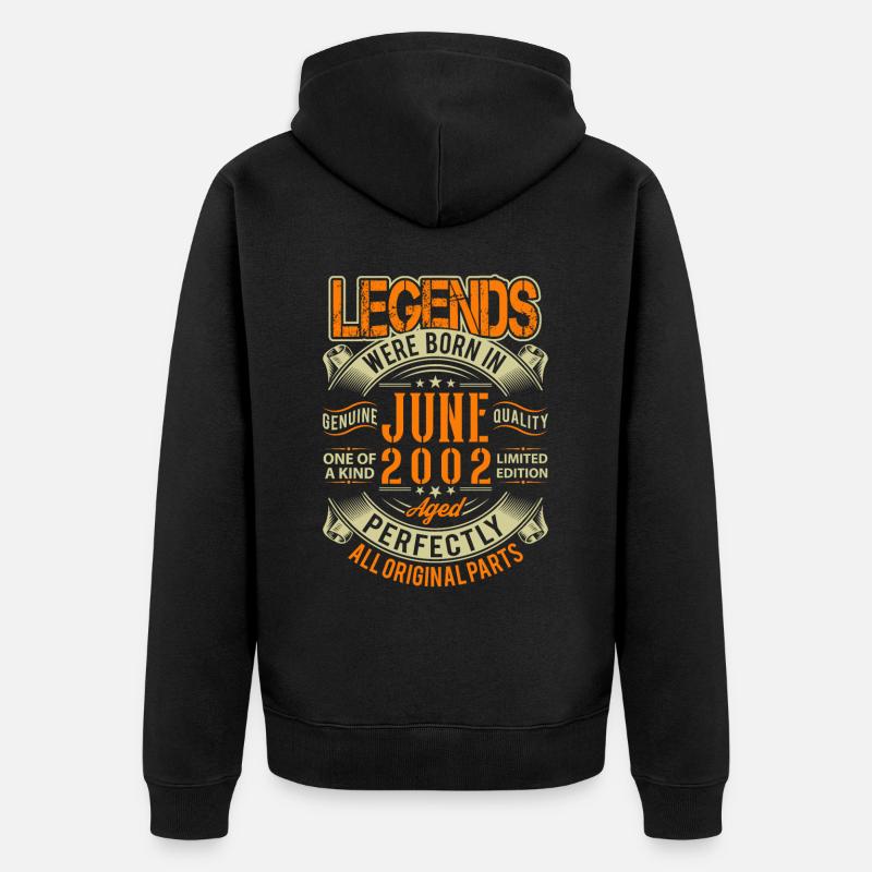 2002 Juin Birthday Legend - Veste à capuche bio Premium Unisexe - noir
