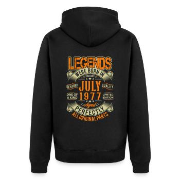 1977 Juli Geburtstag Legende - Unisex Premium Bio Zip Hoodie - Schwarz - Hinten - Nico (187cm)