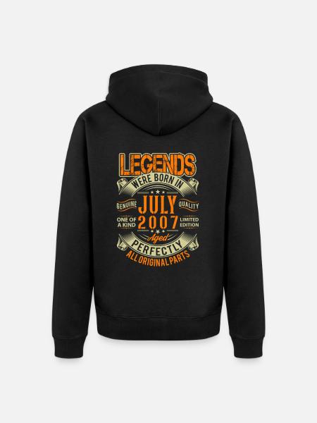 2007 July Birthday Legend - Unisex Premium Organic Zip Hoodie - black