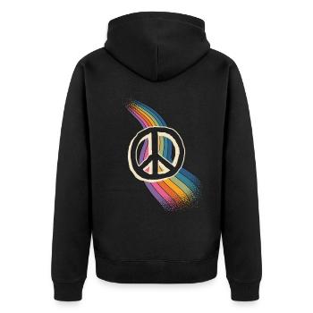 Peace Love - Unisex Premium Bio Zip Hoodie - Schwarz - Hinten - Nico (187cm)