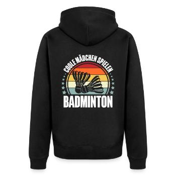 Badminton - Unisex Premium Bio Zip Hoodie - Schwarz - Hinten - Nico (187cm)