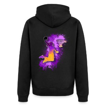Basketball Basketballerin - Unisex Premium Bio Zip Hoodie - Schwarz - Hinten - Nico (187cm)
