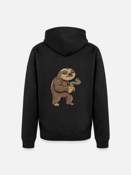 Sloth Coffee - Unisex Premium Organic Zip Hoodie - black