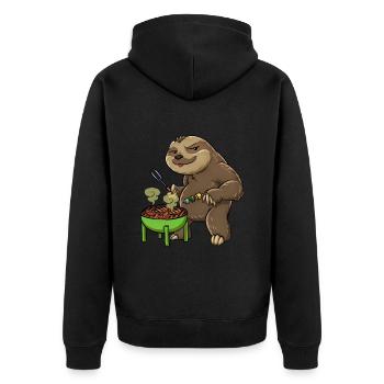 Crickets Sloth - Unisex Premium Organic Zip Hoodie - black - Back - Nico (187cm)