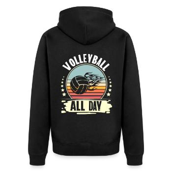 Volleyball - Unisex Premium Organic Zip Hoodie - black - Back - Nico (187cm)