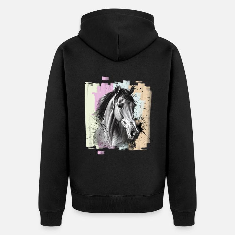 Pferd - Unisex Premium Bio Zip Hoodie - Schwarz