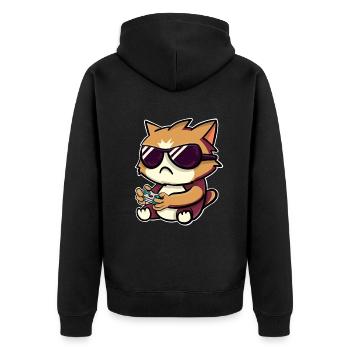 Chat joueur de jeu - Veste à capuche bio Premium Unisexe - noir - Dos - Nico (187cm)