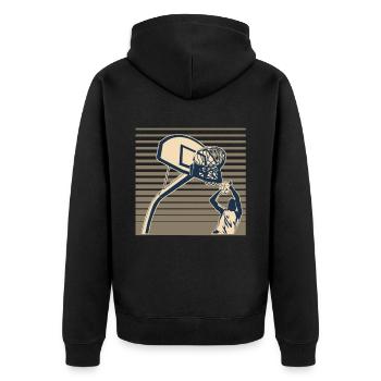 Basketball Basketballer - Unisex Premium Bio Zip Hoodie - Schwarz - Hinten - Nico (187cm)