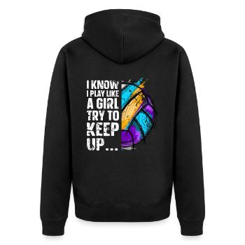 Volleyball - Unisex Premium Organic Zip Hoodie - black - Back - Nico (187cm)