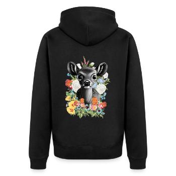 Reh - Unisex Premium Bio Zip Hoodie - Schwarz - Hinten - Nico (187cm)