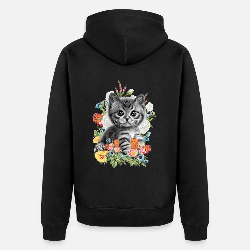 Fleurs de chat - Veste à capuche bio Premium Unisexe - noir