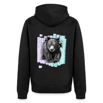 Bear - Unisex Premium Organic Zip Hoodie - black - Back - Nico (187cm)
