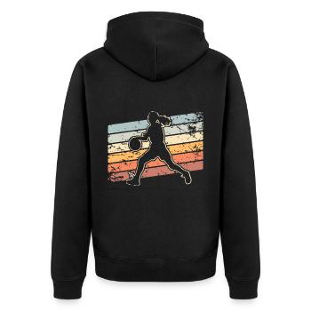 Basketball Basketballerin Frauen Basketball - Unisex Premium Bio Zip Hoodie - Schwarz - Hinten - Nico (187cm)