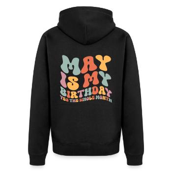 Mai Geburtstag - Unisex Premium Bio Zip Hoodie - Schwarz - Hinten - Nico (187cm)
